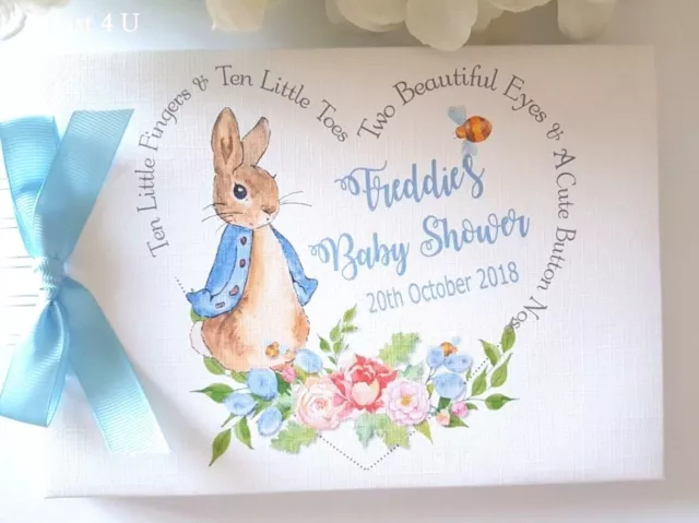 Personalised Peter Rabbit Baby Shower Guest Book / Scrapbook Album