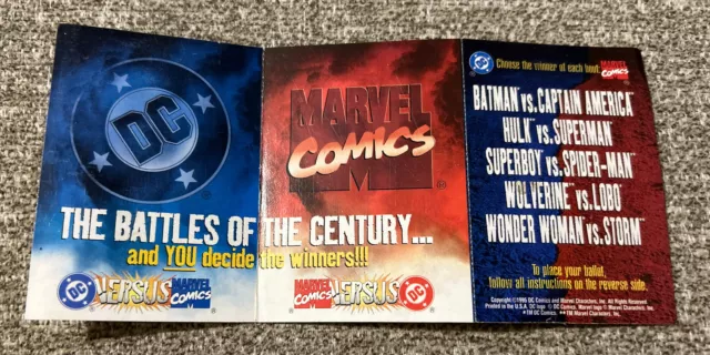 1995 DC VS Marvel 3-Card Uncut Ballot Promo