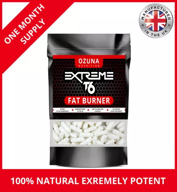 Fat Burners Extreme Very Strong Weight Loss Pills 60 Capsules T6 Diet Slimming