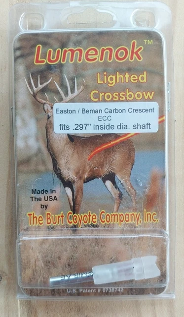 Lumenok Crossbow Bolt Lighted Nock Easton/Beman Crescent ECC Fits .297 Lot of 3 2