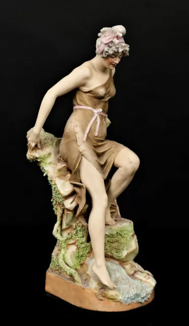 Art Nouveau Royal Dux Böhmen Erotische Jugendstil-Diva Porzellan Figur 40cm 1900