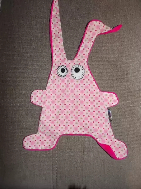 Doudou Plat Lapin notsobig NOT SO BIG Rose Pale Pois Rond Dessous Rose Fushia