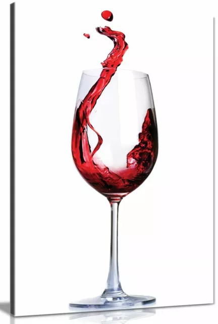 Red Wine Glass Food Kitchen Canvas Wall Art Picture Print