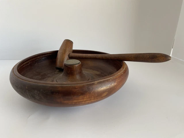 Vintage Large Wood Nut Cracker Set 2