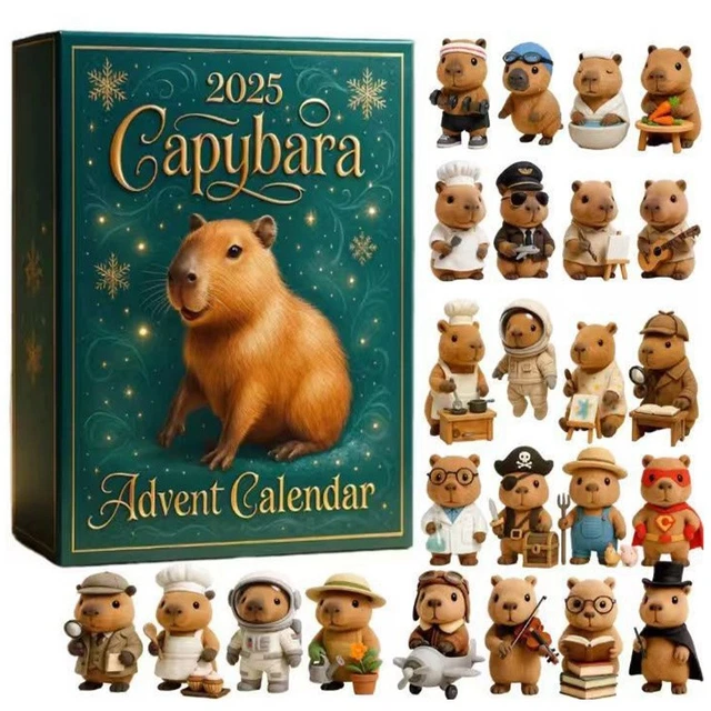 Capybara Advent Calendar 2025, 24 Days 2D Acrylic Capybara Ornament