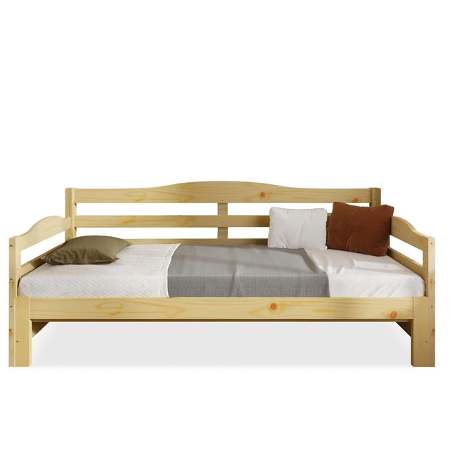 SINGLE DAYBED CABIN Bed with Pull Out Trundle Sofa Bed 90x190cm Natural