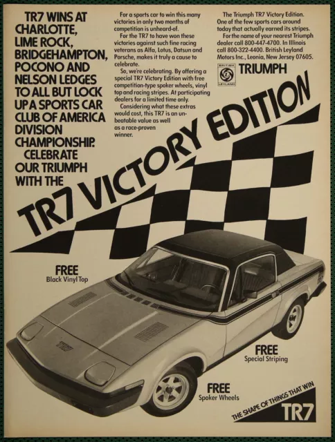 Triumph TR7 Victory Edition Bridgehampton Nelson Ledges Vintage Print Ad 1976