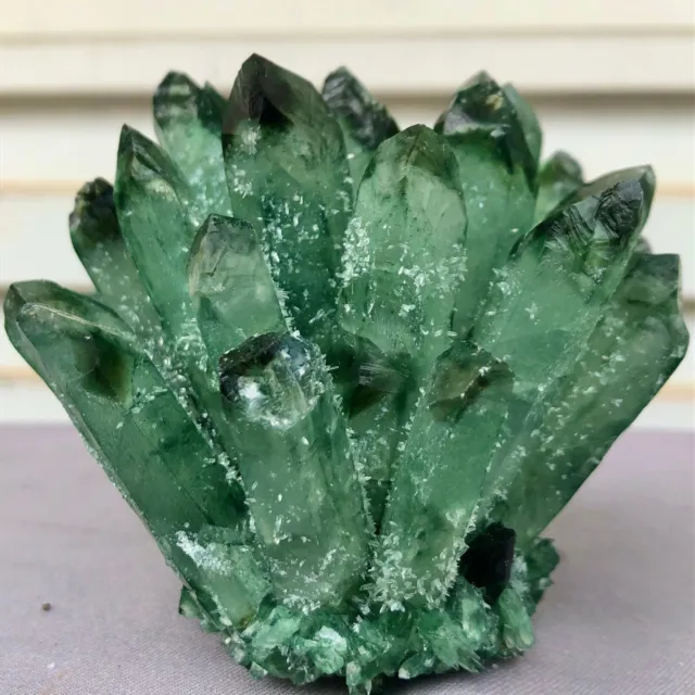 397g  New Find Green Phantom Quartz Crystal Cluster Mineral Specimen Healing 2