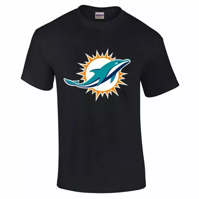 Mens Boys Miami Dolphins Print Top Casual Wear Fitness T Shirt Sports Cotton Tee