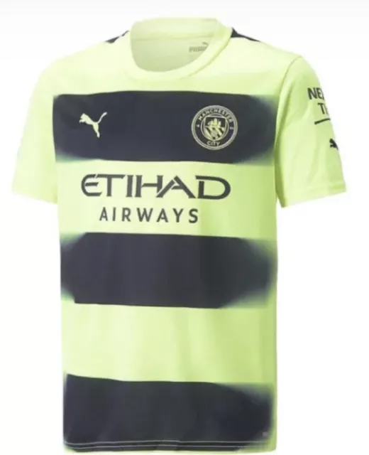 PUMA MANCHESTER CITY 2022/23 KINDER KURZARM DRITTES SHIRT UK Größe 9-10