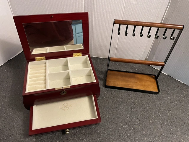 Lenox Cherry Red Bombay Dresser Top Chest A mirror Armoire & Jewelry Hanger