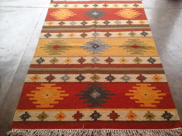 Flat-Weave Geometric 4x6 ft Kilim Afghan Oriental Area Rug Carpet 4' x 6'