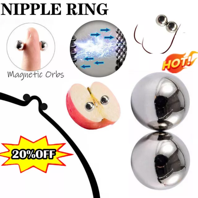 Silver Magnetic Nipple Rings - Non Piercing adjustable Nipple Ring