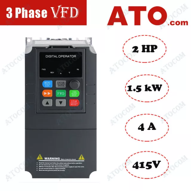 ATO 3 Phase VFD Variable Frequency Drive Converter 2 HP 1.5 kW 4 A 415V Inverter