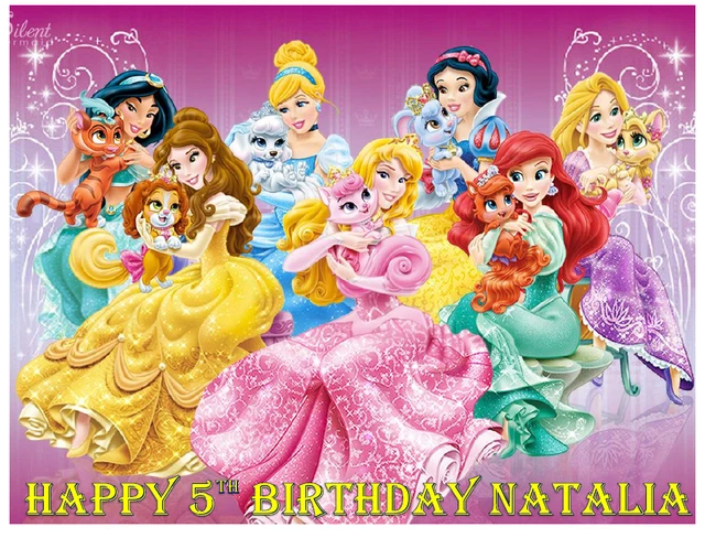 DISNEY PRINCESS EDIBLE Image Cake Topper Personalized Birthday 1/4 ...