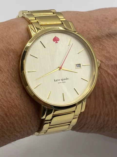 Kate Spade Gramercy Watch 0009 Women Gold Tone Round Date New Battery! WORKING