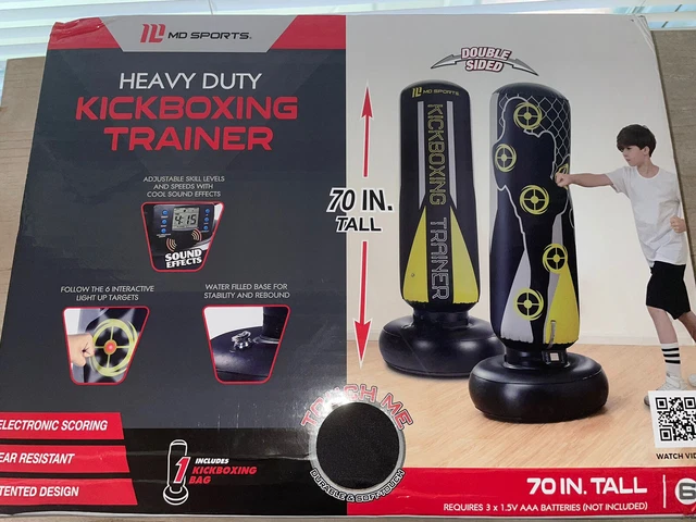 MD Sports Heavy Duty Kickboxing Trainer, Inflatable, 70 In. Tall, Black and Yell