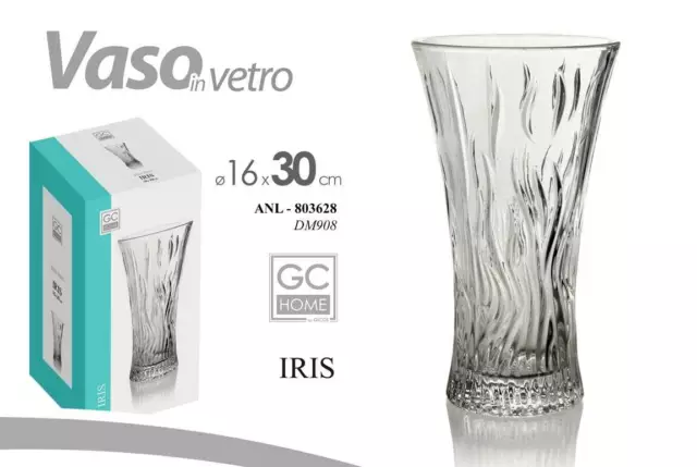 Vaso Porta Fiori  Vetro 30*16Cm Design Iris Deluxe Centrotavola  Eventi