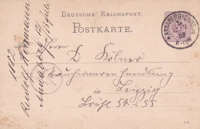 PK Dt.Reichspost , 1882 , Annaberg