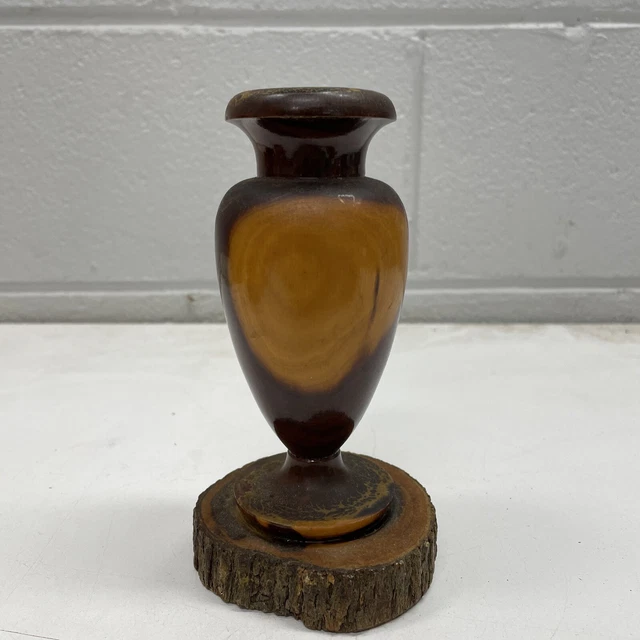 VINTAGE MULGA WOOD Timber Souvenir Australia Candle Stick Holder Ern