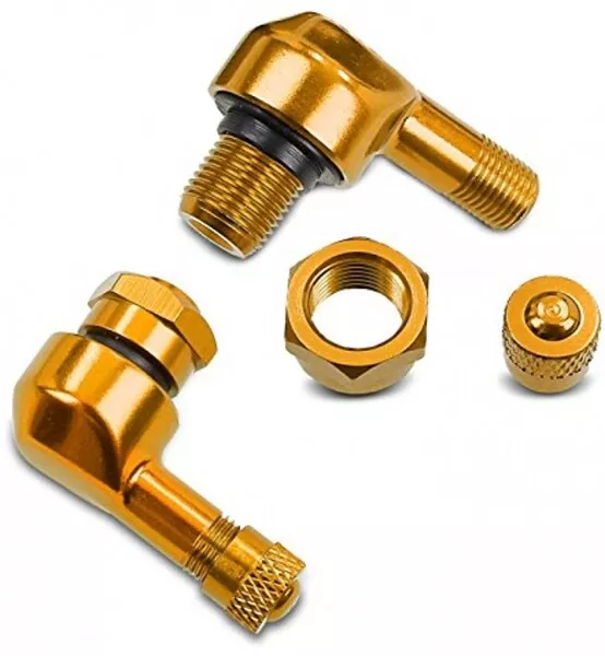 Valvole Ruote 90° Wheel 90° Valve in Alluminio Anodizzato Oro Gold