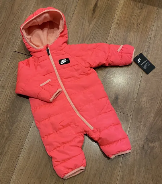 Bnwt Nike Baby Girls Pink Snowsuit/Pramsuit Age 3-6 Months