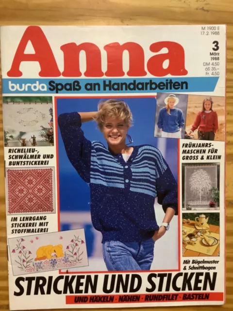 Anna Burda Spaß an Handarbeiten Stricken und Sticken  Heft 3/1988