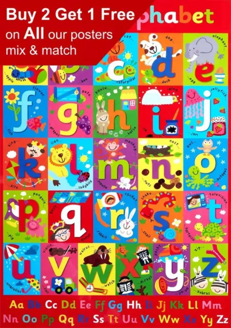 A4 ALPHABET ABC'S A-Z Poster English Wall Laminated Poster £3.99 - PicClick  UK