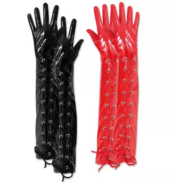 Lack Handschuhe 2 Modelle zur Wahl Domina Dessous Fasching Karneval Halloween