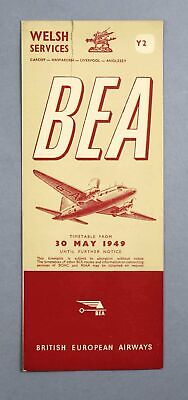 Bea British European Airways Welsh Services Timetable May 1949 Y2