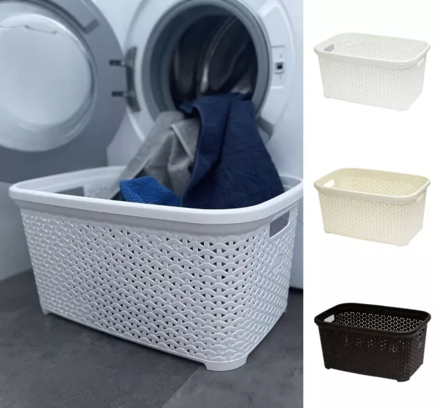 Panier à linge buanderie plastique blanc 50l Couleur blanc Wadiga