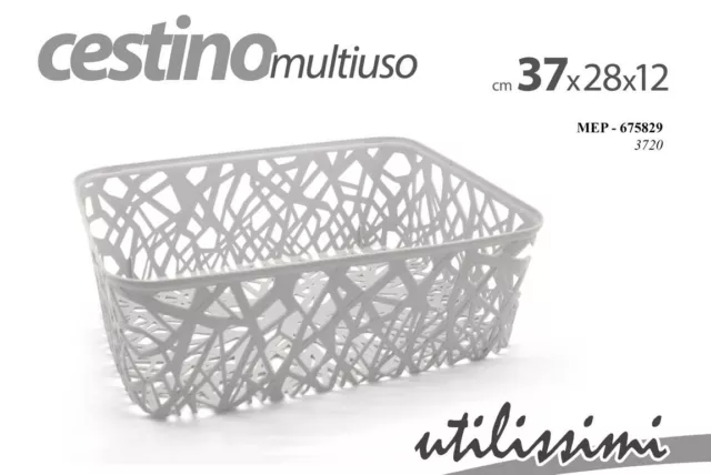 Cestino Multiuso Porta Oggetti In Plastica Bianco 37*28*12 Cm Mep-675829