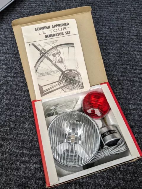 Vintage NOS Schwinn Bicycle LETOUR Generator Light Set 1970's  Mint in Box