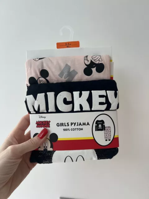 Brandneu mit Etikett Mädchen Primark Disney Mickey Mouse Pailletten Pyjama Alter 2-3 Jahre