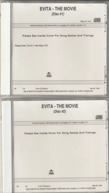 Madonna EVITA The Movie : US 48-track IN-HOUSE REFERENCE CD : Promo / DEMO