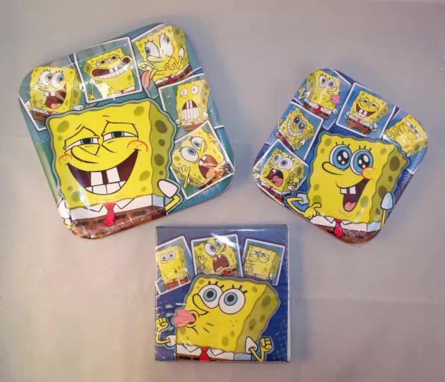 Spongebob Sqarepants Party Set for 8: Paper Dinner & Dessert Plates & Napkins