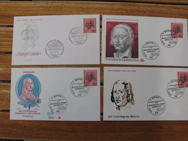 BRD, Ersttagsbriefe, FDC, Friedrich Hölderlin