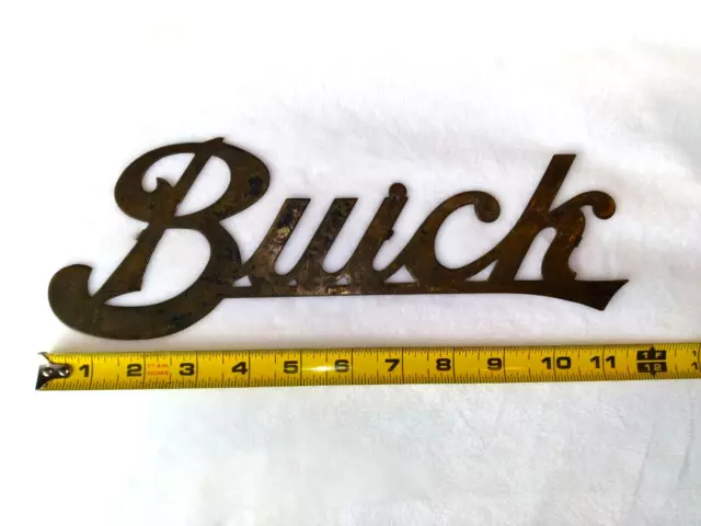 Buick Radiator Emblem Script Early 1900s Brass Antique Vintage Original 11.5"