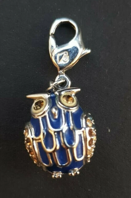 Swarovski Kettenanhänger Schlüssel Armband Amulett Talisman Tierfigur Eule Blau