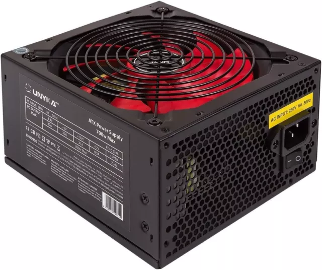 UNYKAch ATX 700W Gaming Netzteil 700 W 230V 50Hz 30A ATX Netzteil