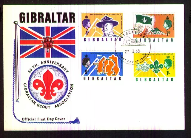 Gibraltar  - Illustrated Official FDi -1969 Scouting  60th  Anniversary