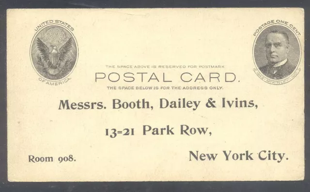 U.S. #UX17 RARE Unused Postal Card w/ Cert - 1902 1c Full-Face McKinley