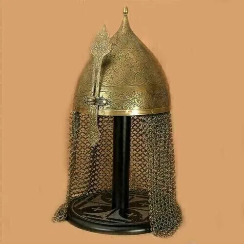 Knight 18ga Steel Medieval Indo-Persian Helmet Islamic Helmet with Chain mailKni