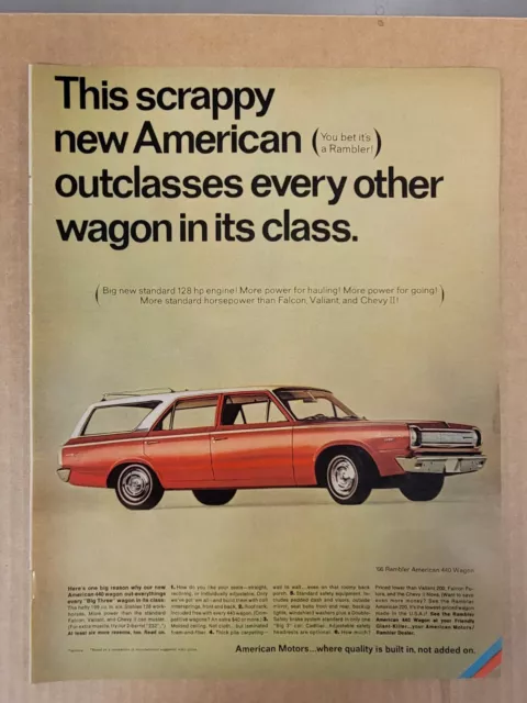 Vintage 1966 American AMC Rambler 440 Station Wagon Print Ad Advertisement