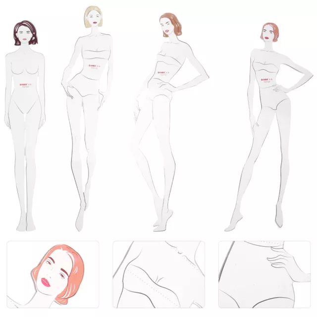 4 piezas Mujer Curvas Plantillas Set Regal Dibujo Humano