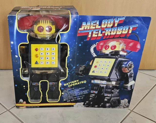 Robot Melody Tel-Robot sjm 3023 Talking Toy Taiwan 1987 BO boxed & working MIMB