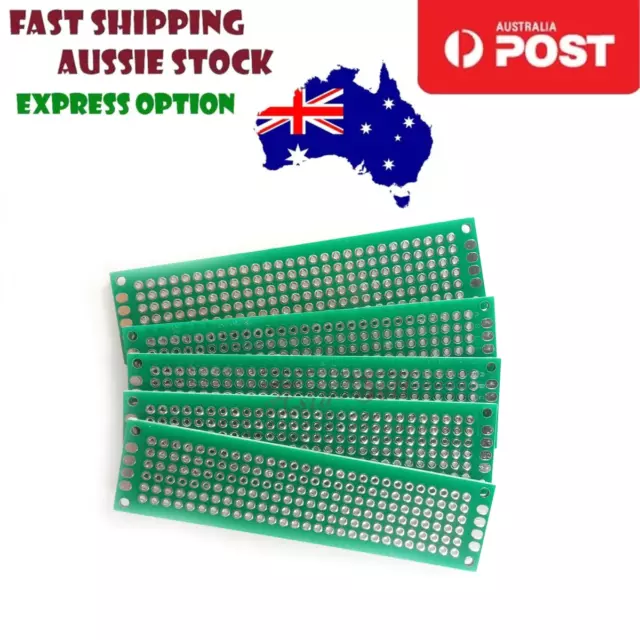 5x FR4 Glass Fiber Prototype Double Sided Circuit Board 2x8cm Printed Protoboard