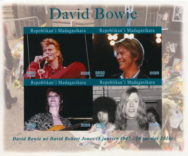 David Bowie Stamps Madagascar 2023 MNH Music Singers Famous People 4v IMPF M/S