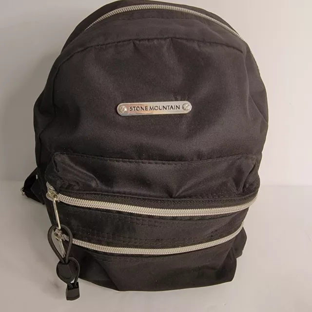 STONE MOUNTAIN Back Pack Purse Tote Black Nylon Bag 11L x 8W  x 4D