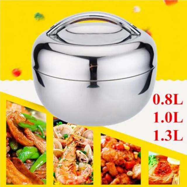 2 Layer Stainless Steel Lunch Box Thermo Insulated Bowl Thermals Food Container